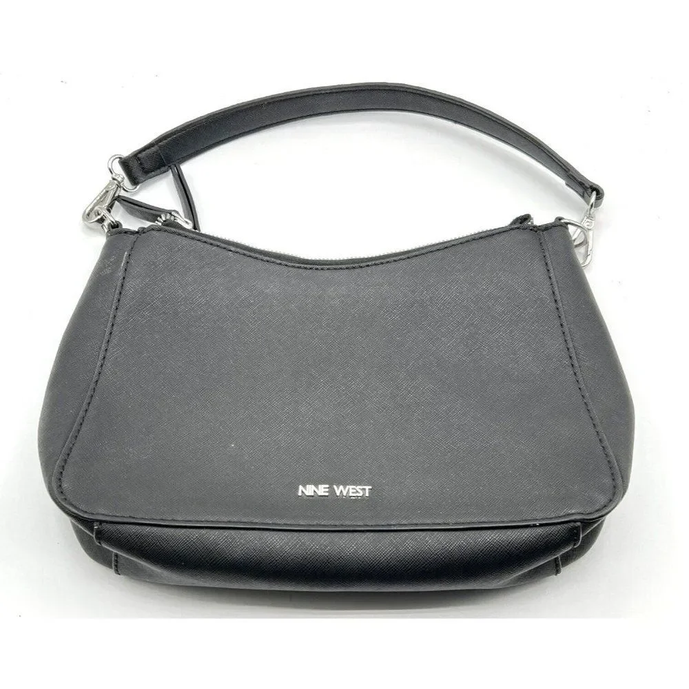Nine West Black Purse Shoulder Double Zipper Organizer Bag - Picture 1 of 6